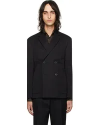 Dries van Noten Black Double-Breasted Blazer Black