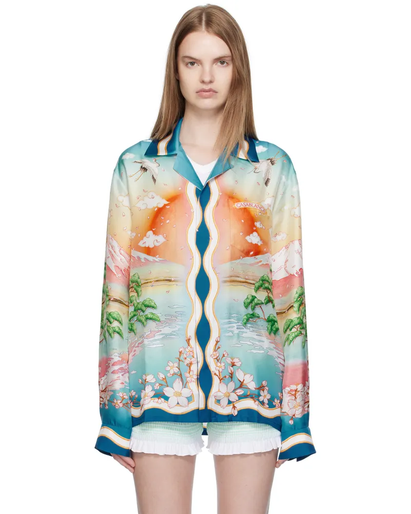 Casablanca Paris Multicolor 'Tennis Club' Silk Long Sleeve Shirt Tennis