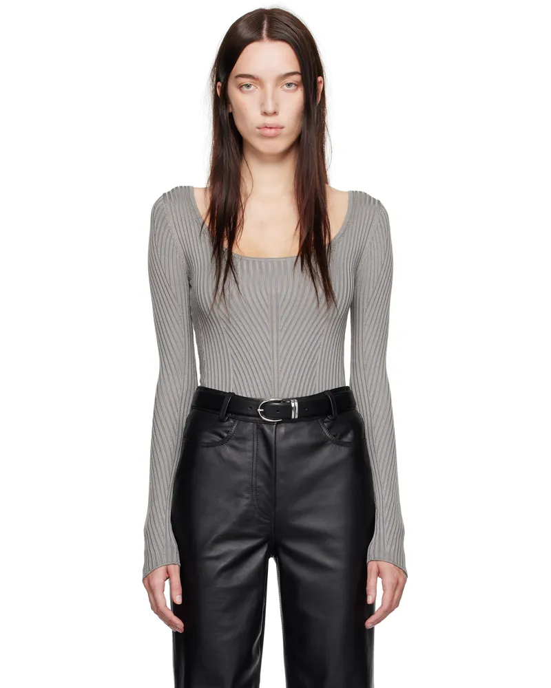 Calvin Klein Taupe Halo Viscose Rib Top Elephant