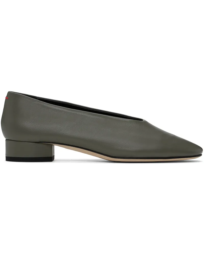aeyde Gray Delia Leather Ballerina Flats Cement