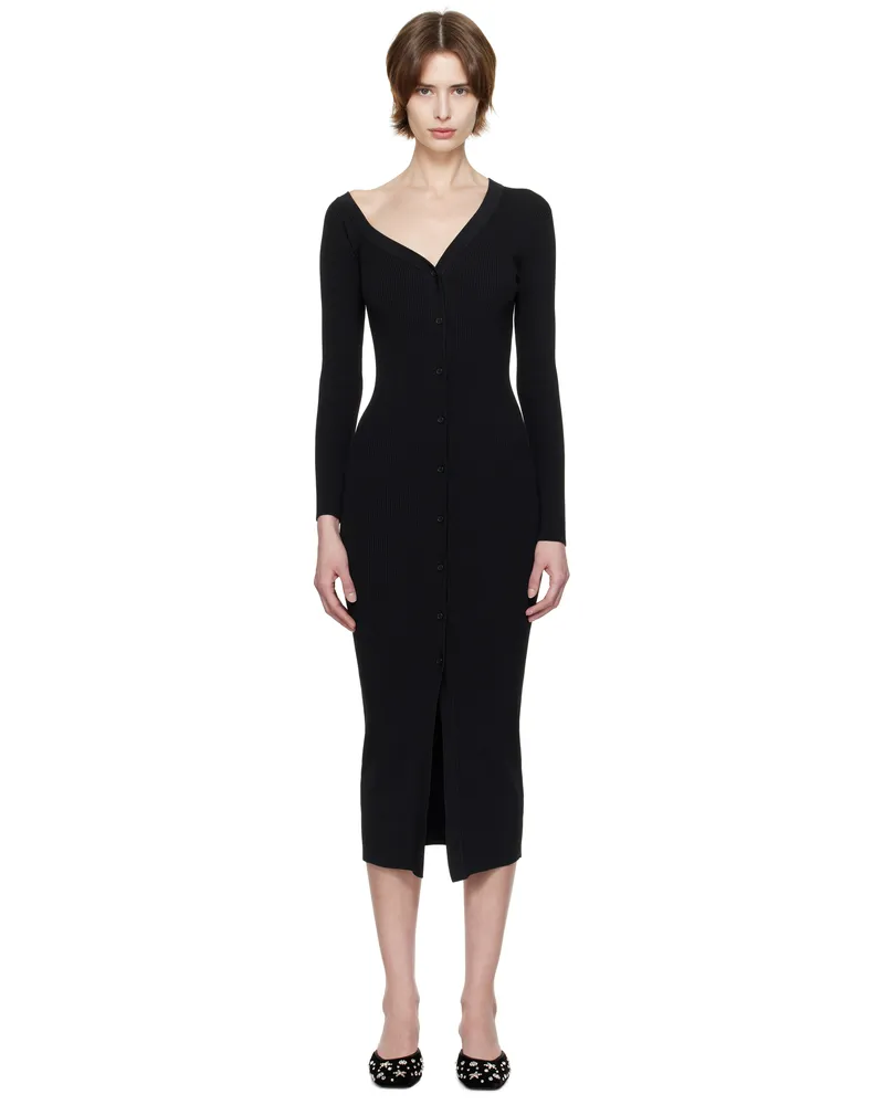 STAUD Black Craftsman Sweater Midi Dress Blk