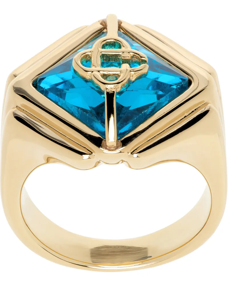 Casablanca Paris Gold & Blue Casa Signet Ring Light