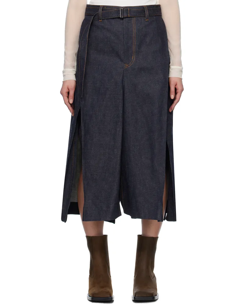Sacai Indigo Mix Denim Midi Skirt 499