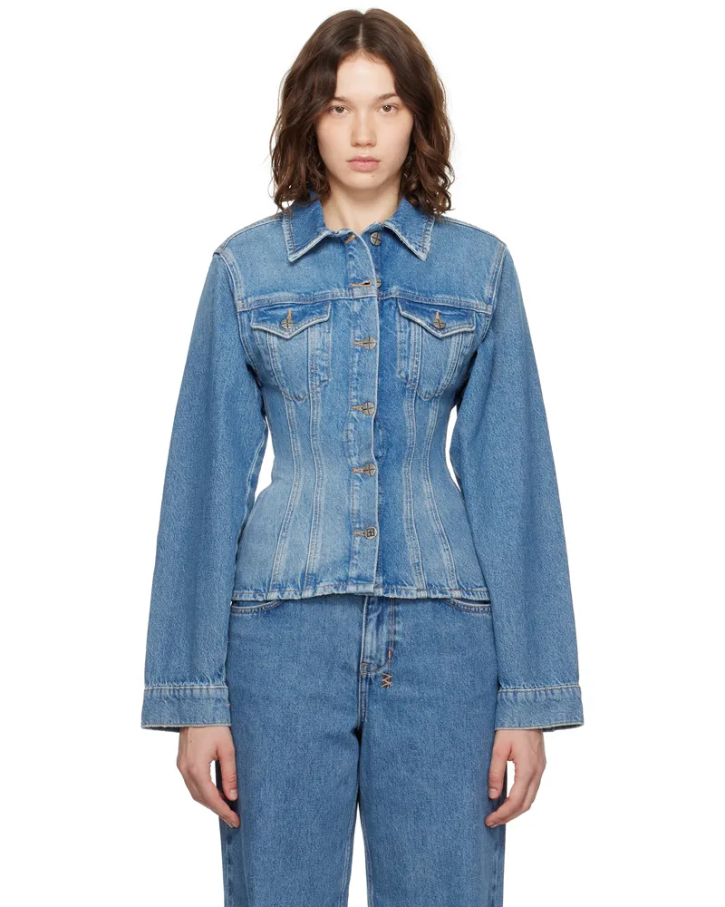 ksubi Blue Cinched Crop Tru Vintage Denim Jacket Denim