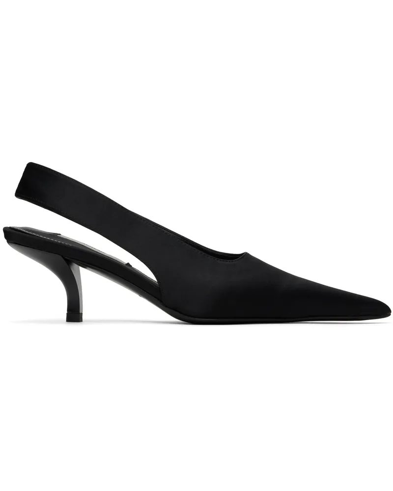 Totême Black Classic Satin Slingback Heels Black