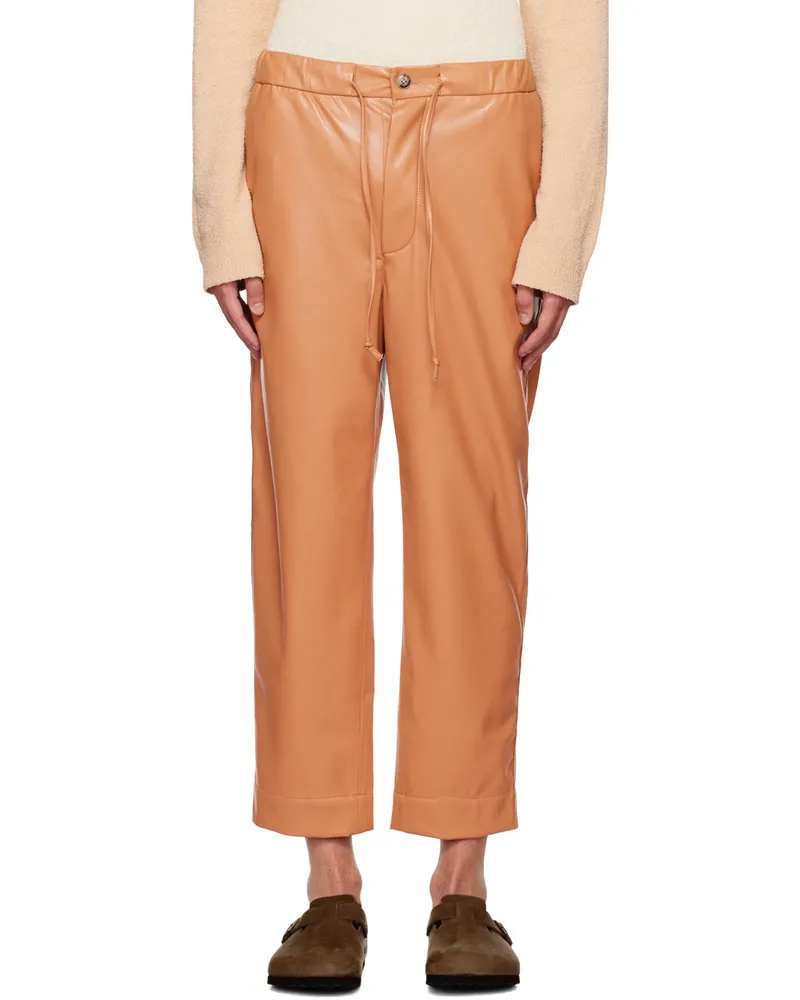 Nanushka Tan Jain Faux-Leather Pants Tan