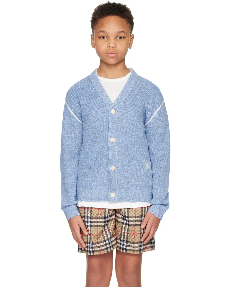 Burberry Kids Blue Embroidered Cardigan Light