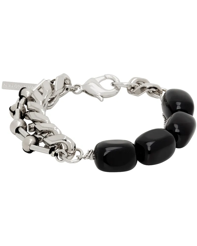 Dries van Noten Silver Chain Bracelet Black