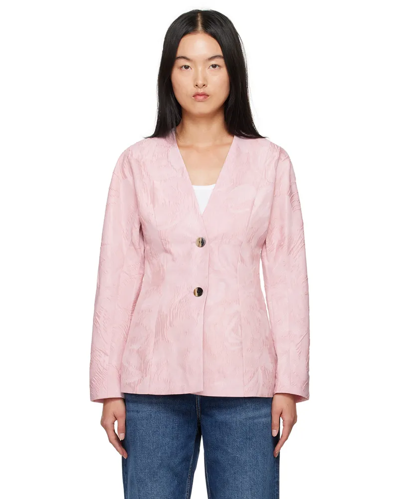 Ganni Pink Curve Sleeve Blazer 038