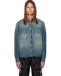 RHUDE Indigo Faded Denim Shirt Indigo