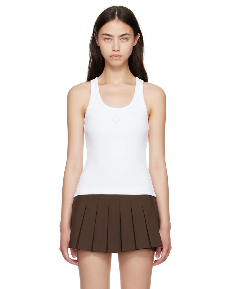 Casablanca Paris White Ribbed Jersey Tank Top Bright