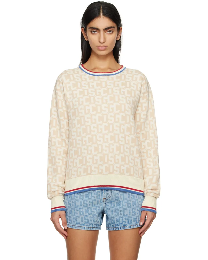 GCDS Beige Jacquard Sweater 15