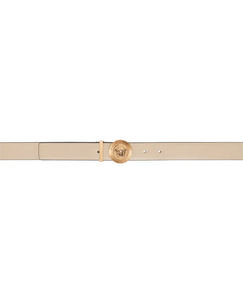 Versace Beige Medusa Biggie Leather Belt 1kd4v