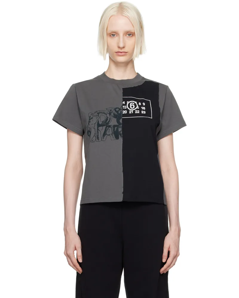 Maison Margiela Gray & Black Spliced Cropped T-Shirt 860