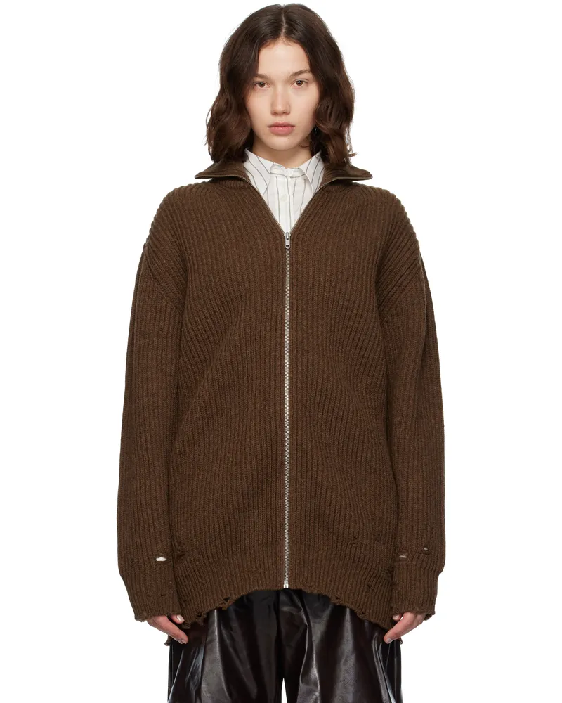 Maison Margiela Brown Ribbed Knit Sweater 142m