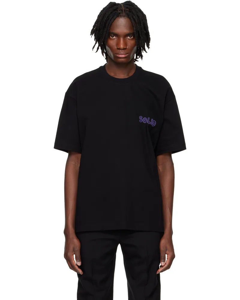 SOLID HOMME Black Embroidered Graphic T-shirt 630b