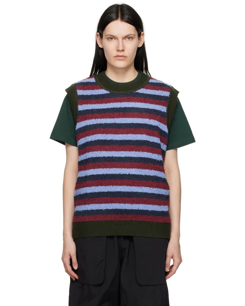 Brain Dead Blue & Green Striped Vest Blue