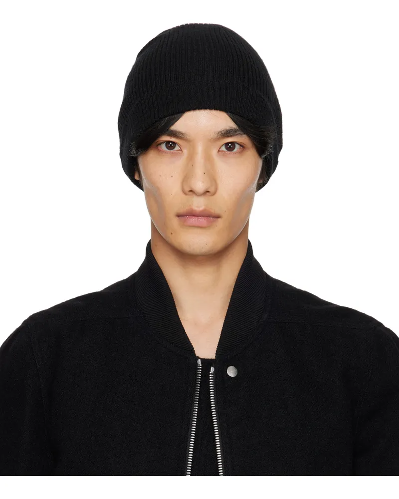 Rick Owens Black Concordians Ribbed Beanie 09