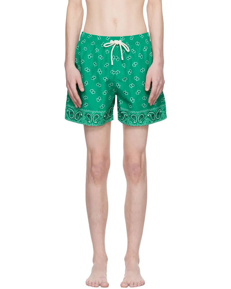 Palm Angels Green Paisley Swim Shorts Green