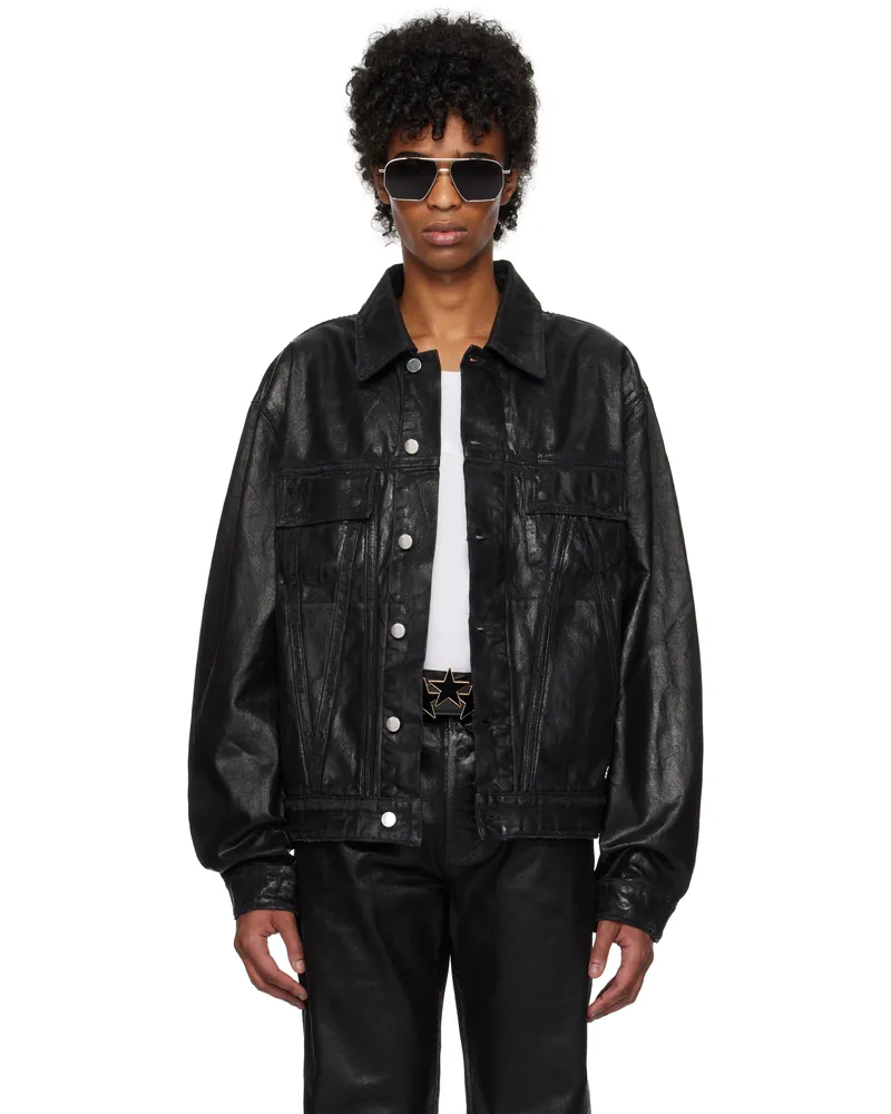 Amiri Black Waxed MA Quad Denim Jacket Black