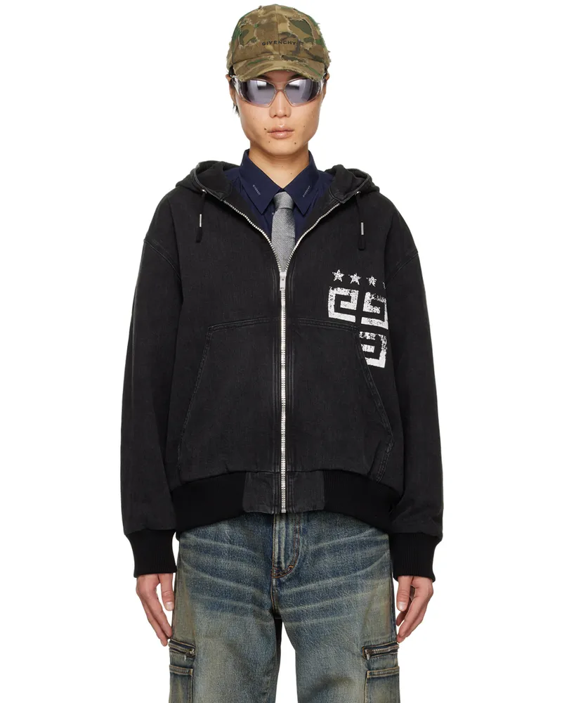 Givenchy Black Zip Denim Jacket 001-black