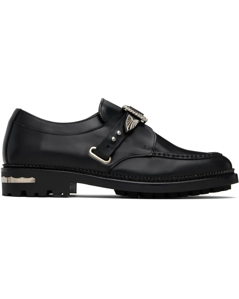 Toga SSENSE Exclusive Black Hard Leather Monkstraps Black