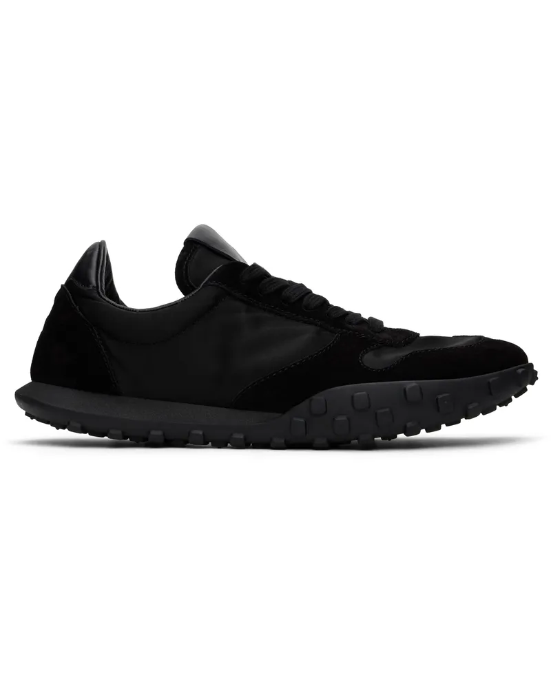 Jil Sander Black Shiny Nylon & Suede Sneakers 001