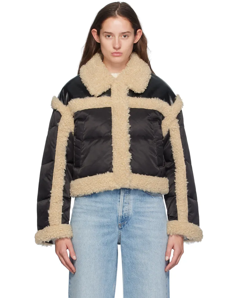 STAND Black Mary Faux-Shearling Down Jacket 89110
