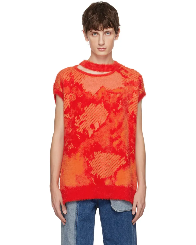 Feng Chen Wang Orange Landscape Painting Sweater Orange