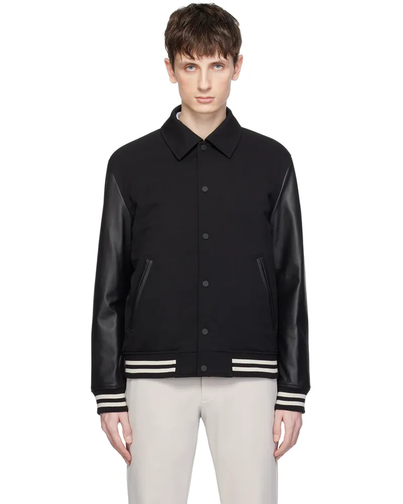 Theory Black Spread Collar Bomber Jacket Black