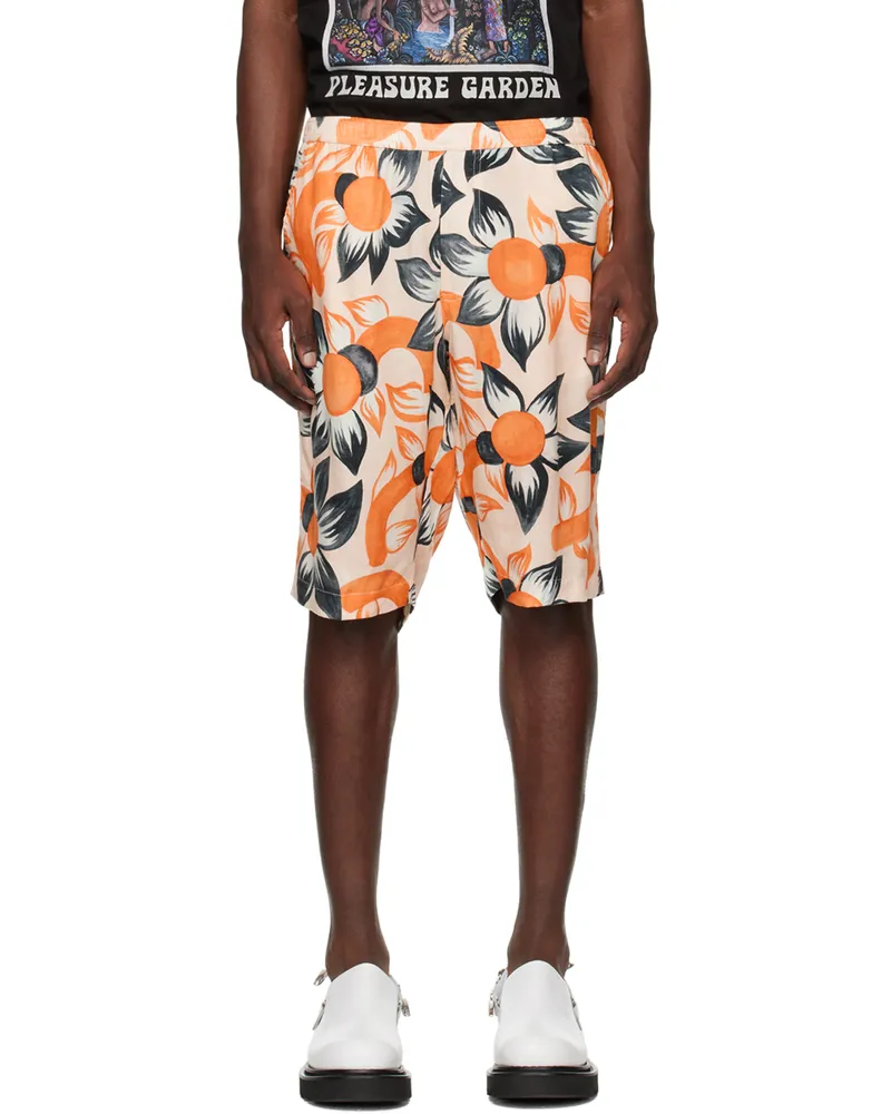 ENDLESS JOY Orange Wildflower Pale Shorts Multi