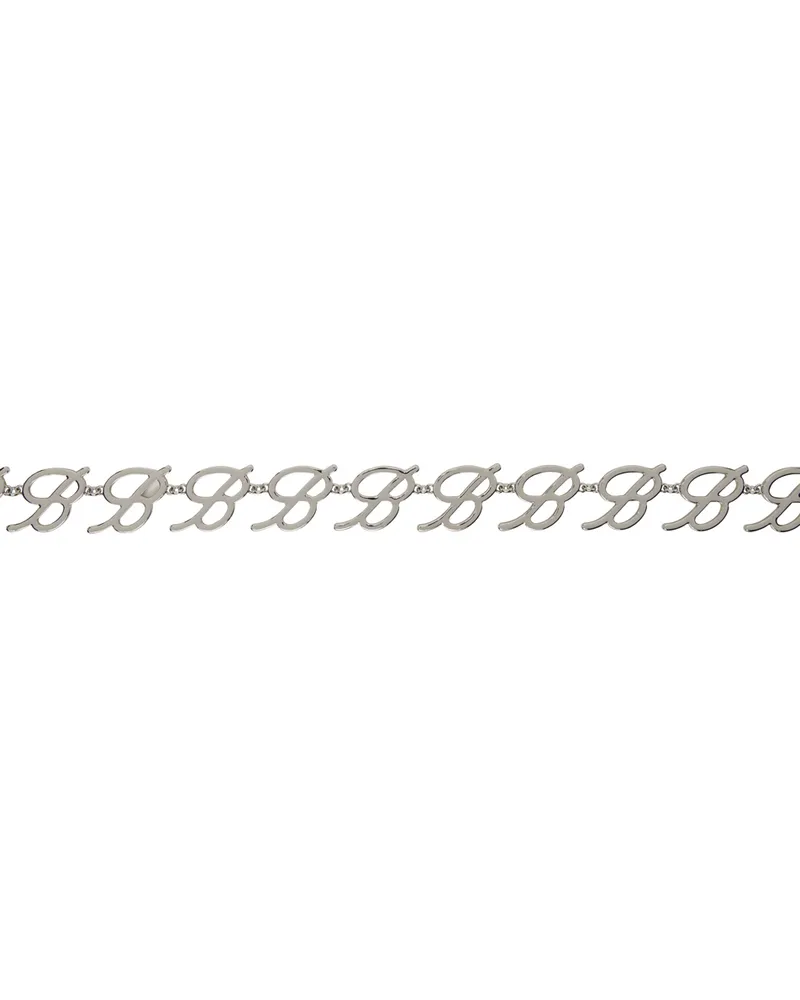 Blumarine Silver Logo Chain Belt N0996
