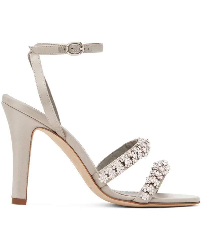 Manolo Blahnik Gray Vedada Heeled Sandals 0502