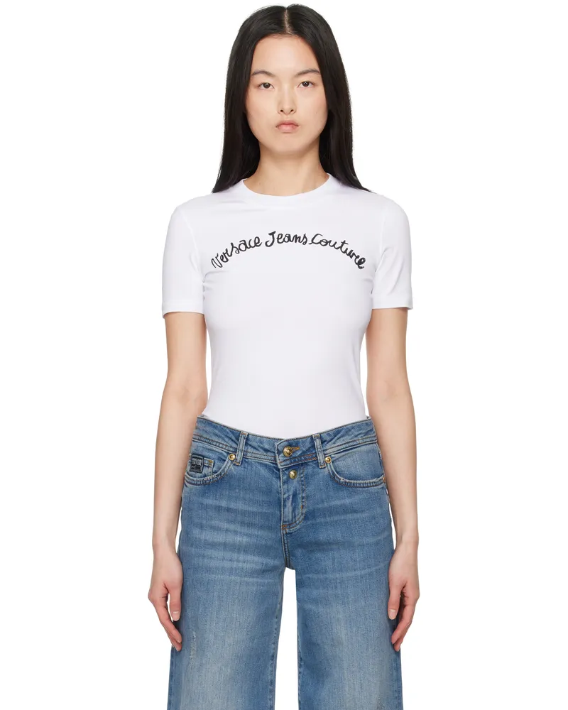 Versace Jeans White Screen-Printed T-shirt E003