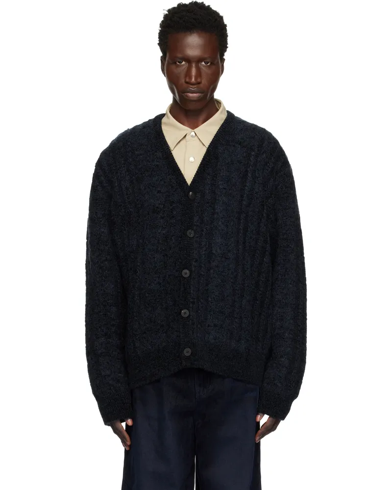 Wooyoungmi Navy Cable Cardigan 516n