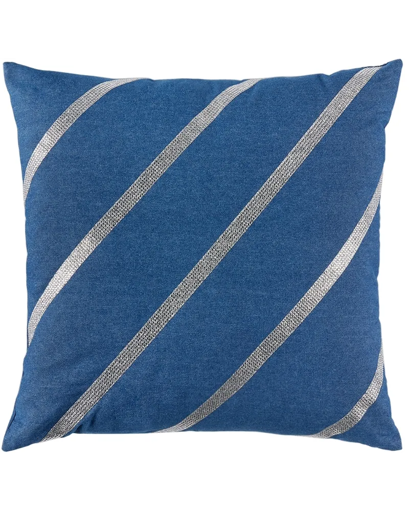 Blue Diagonal Rhinestone Cushion