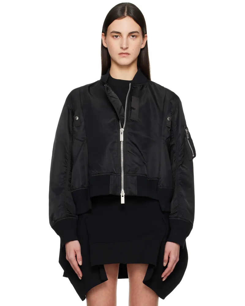 Sacai Black Nylon Twill Bomber Jacket 001