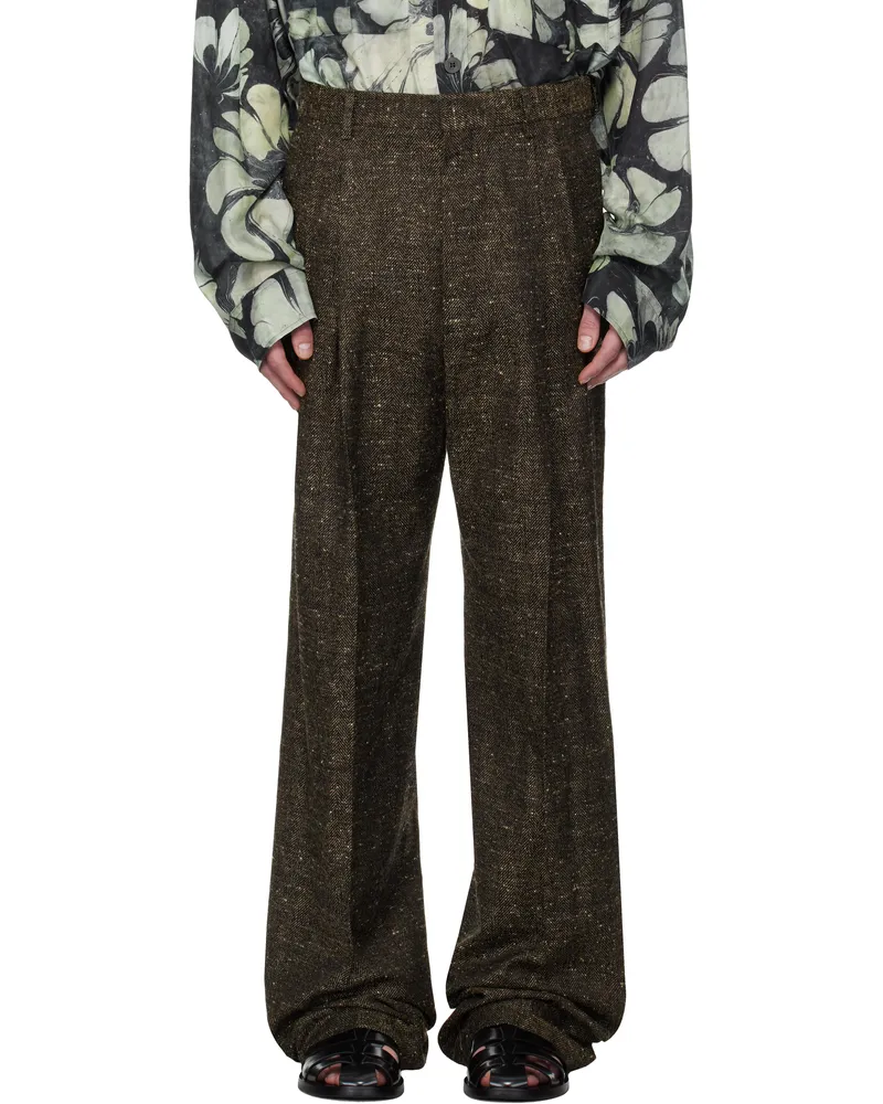 Dries van Noten Brown Pleated Trousers 705