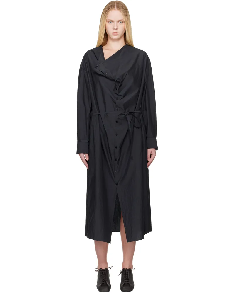 Christophe Lemaire Gray Soft Collar Midi Dress Bk980