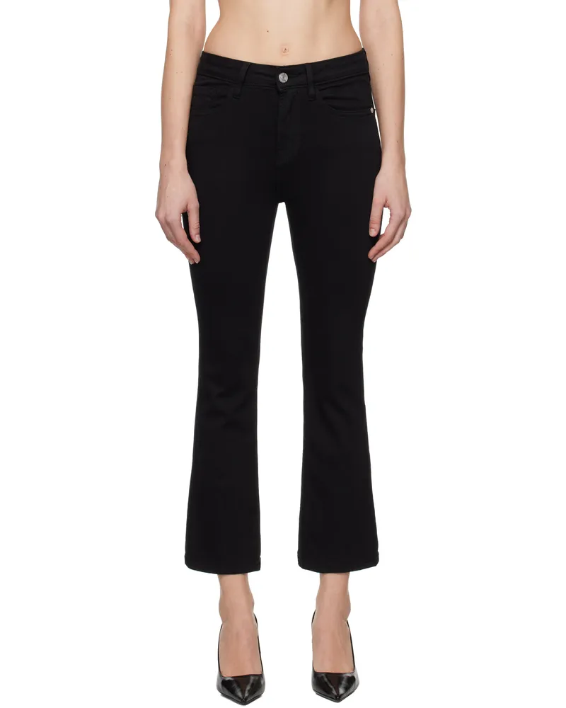 Frame Denim Black 'Le Crop Mini Boot' Jeans Flmn