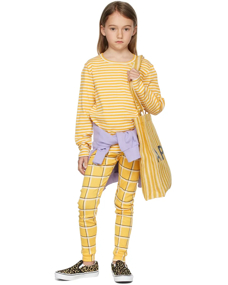 Mini Rodini Kids Yellow Check Leggings Yellow