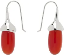 Silver & Red Dripping Stone Earrings