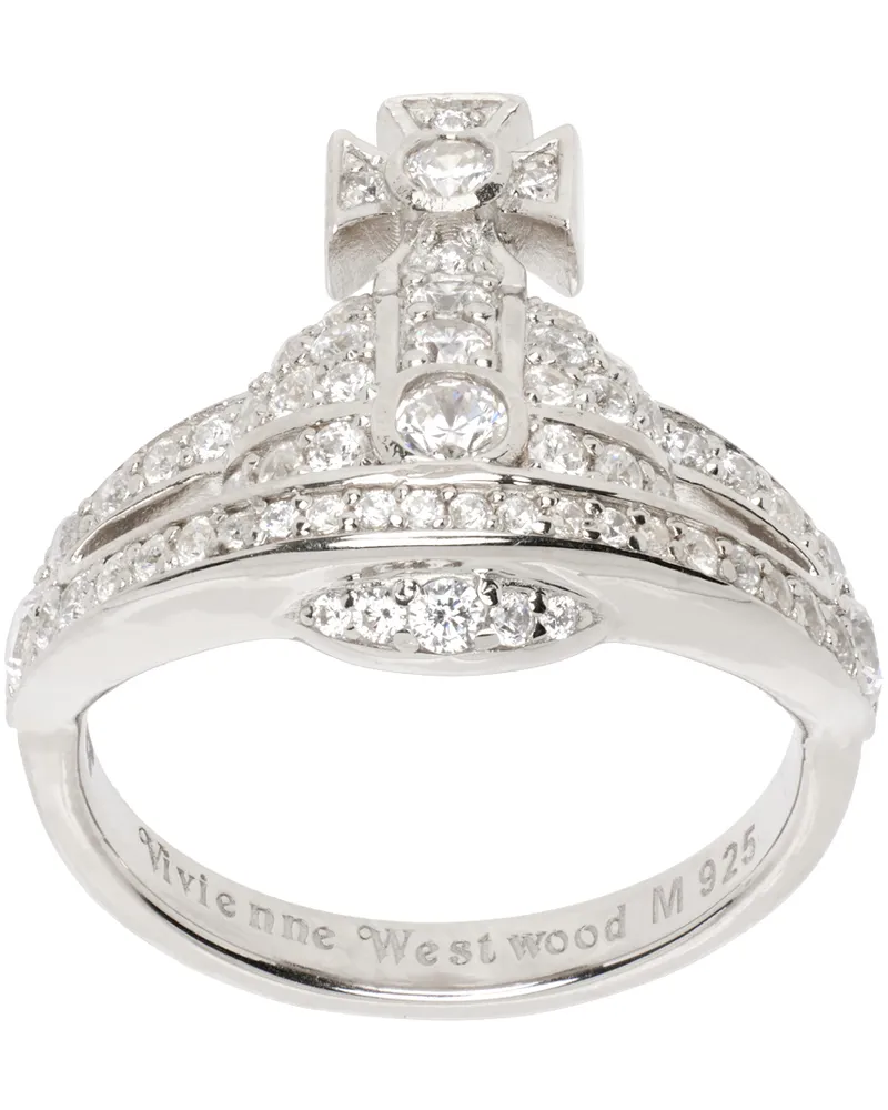 Vivienne Westwood Silver Mini Orb Ring Platinum