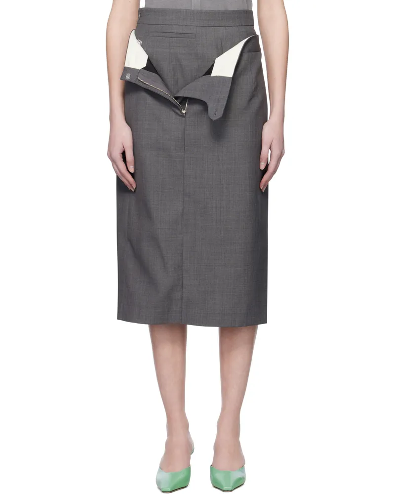 SHUSHU/TONG Gray Double Layer Midi Skirt Set Gr100