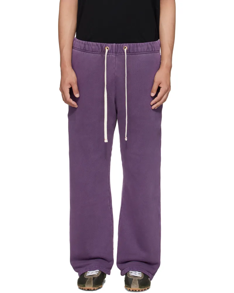 LES TIEN Purple Heavyweight Classic Sweatpants Washed