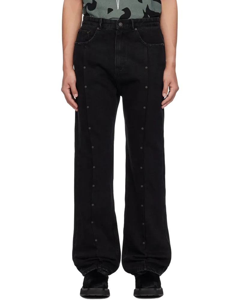 KUSIKOHC Black Single Rivet Jeans Black