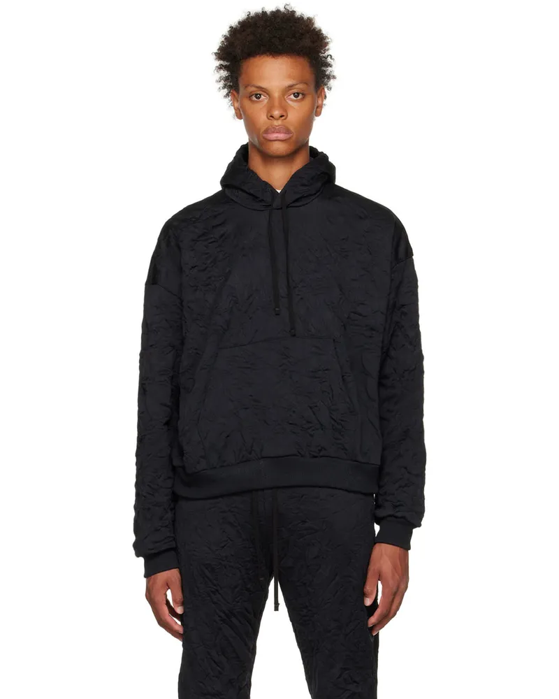 John Elliott + Co Black Crinkled Hoodie Black