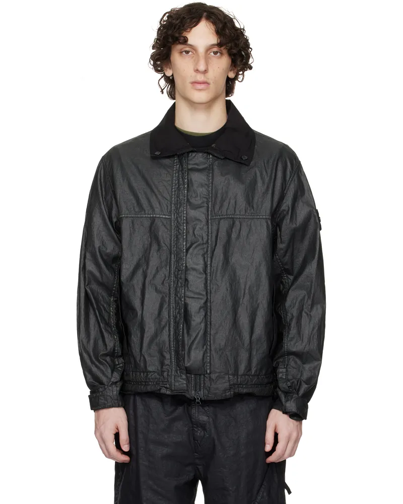 Stone Island Black Raw Linen Plated-OVD Jacket V0029