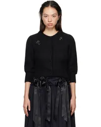 Simone Rocha Black Cropped Alpaca Knit Cardigan Black