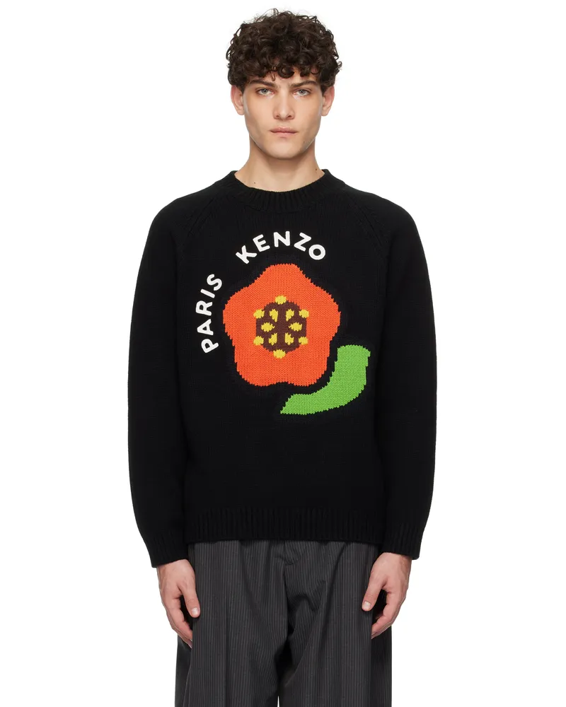 Kenzo Black Kenzo Paris Pop Wool Sweater Black